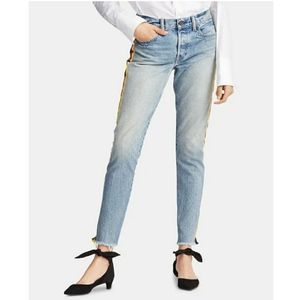 Polo Ralph Lauren Avery Boyfriend Multi Color Side Ribbon Stripes Cropped Jeans